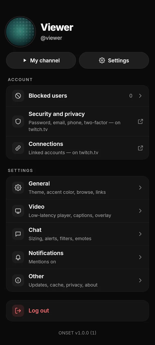 ONSET profile and settings